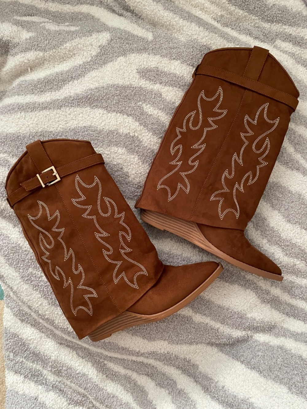 Madden Girl Brown Suede Western-Style Mid-Calf Boots